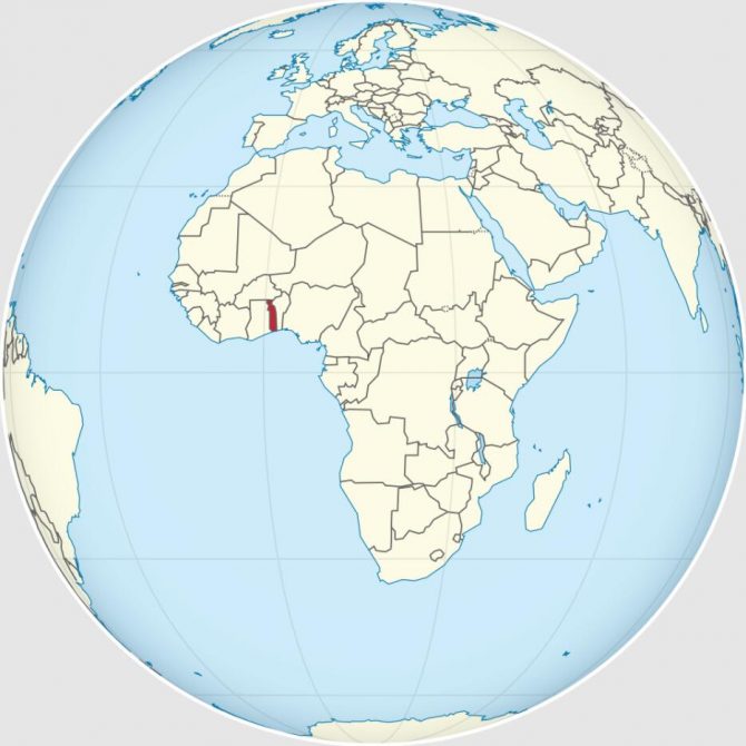 Location of Togo in West Africa